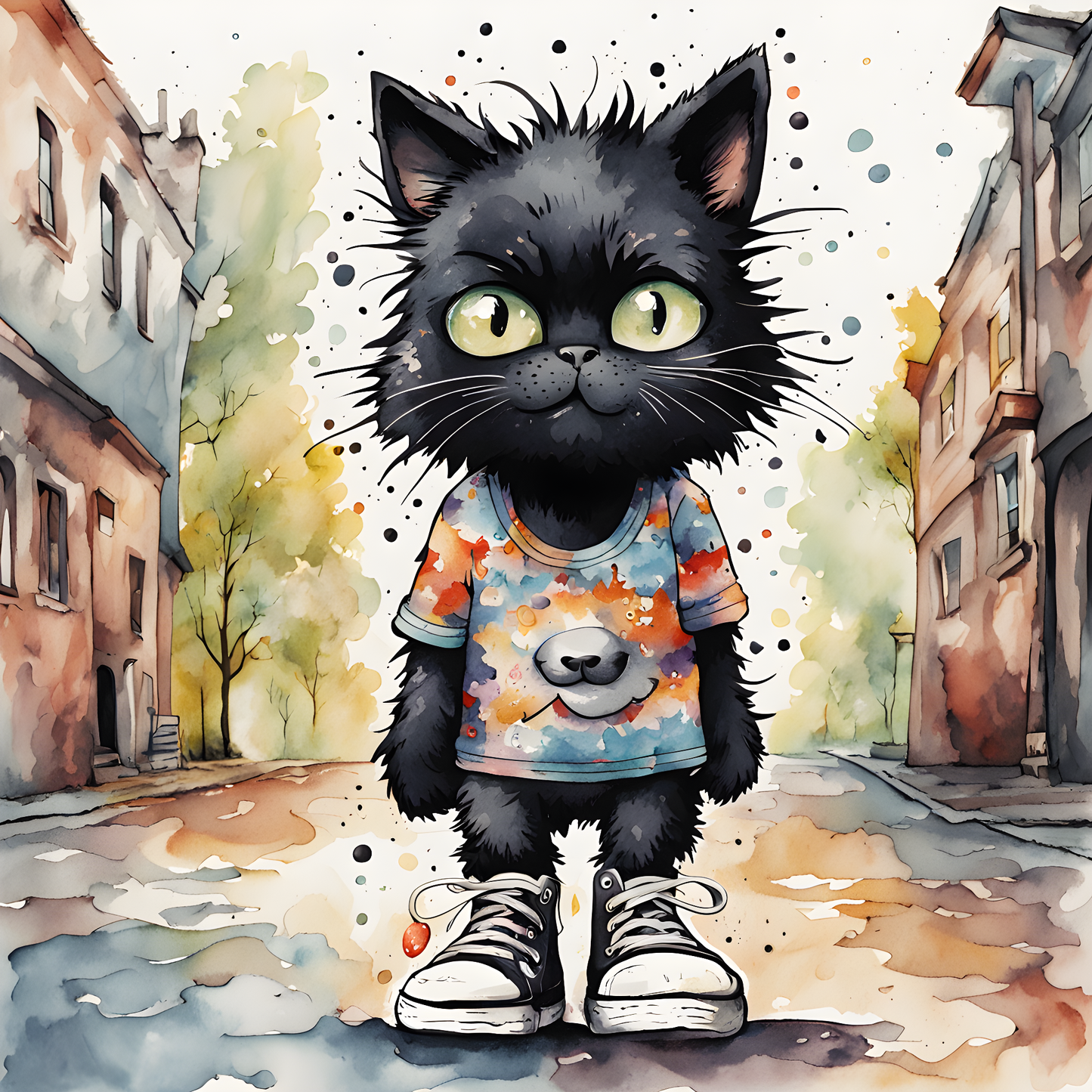 Cute Anthropomorphic Torn Black Cat (1) - Van-Go Paint-By-Number Kit