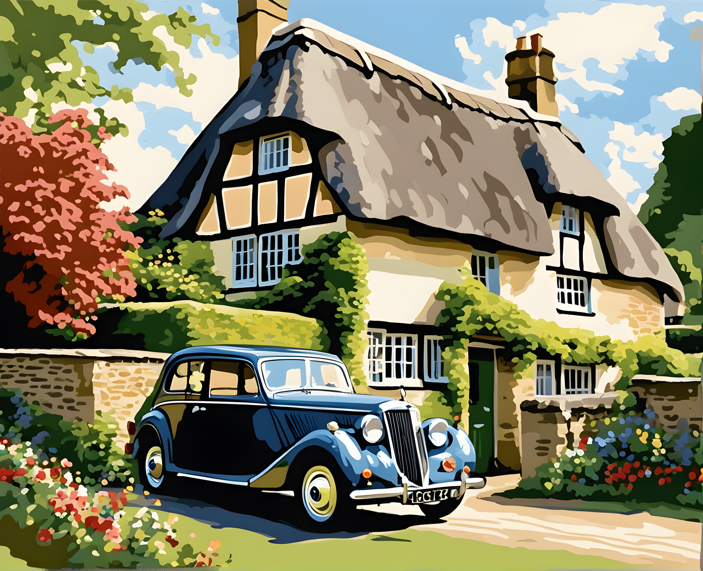 Thatched Cottage, Wiltshire, England - Van-Go Paint-By-Number Kit