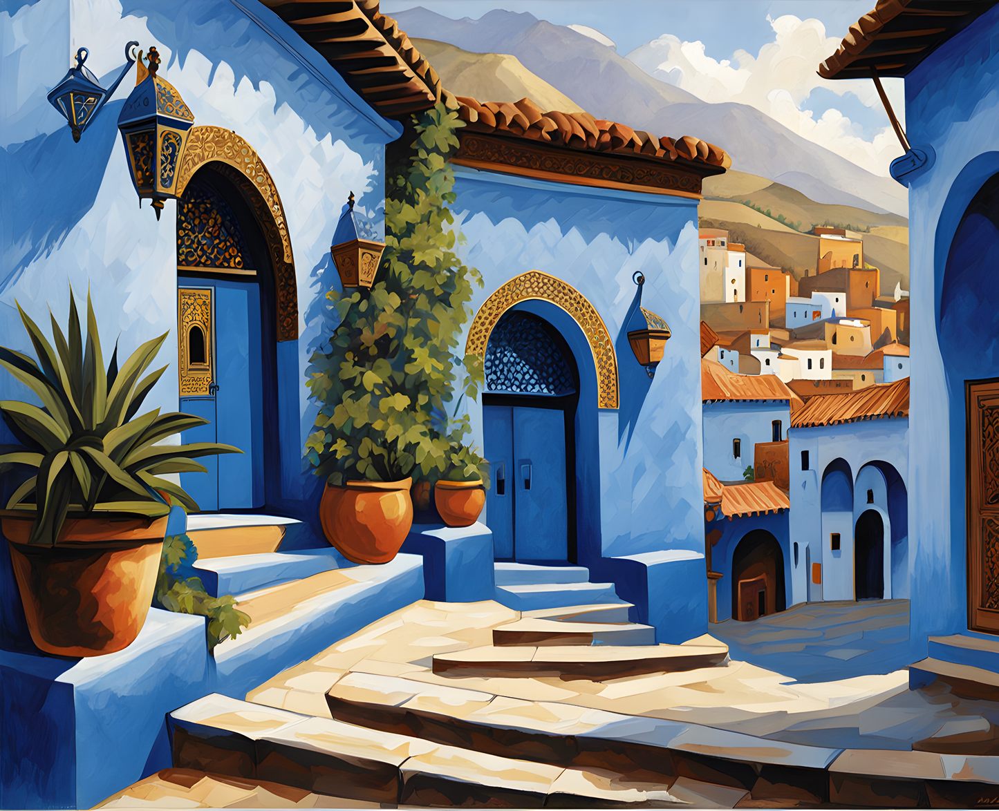 Morocco Collection PD (80) - The Blue Medina of Chefchaouen, Chefchaouen - Van-Go Paint-By-Number Kit