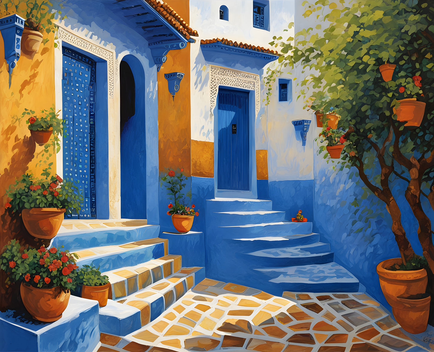 Morocco Collection PD (78) - The Blue Medina of Chefchaouen, Chefchaouen - Van-Go Paint-By-Number Kit