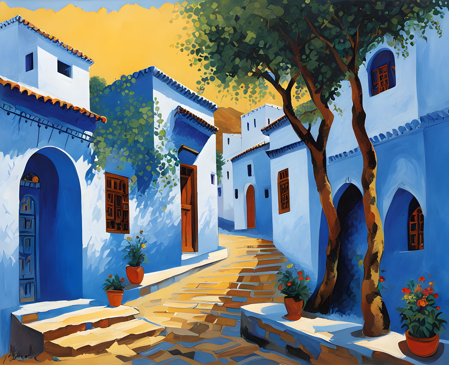 Morocco Collection PD (76) - The Blue Medina of Chefchaouen, Chefchaouen - Van-Go Paint-By-Number Kit