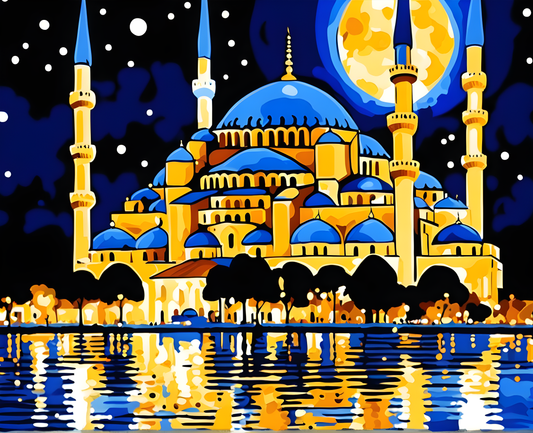 The Blue Mosque at night - Van-Go Paint-By-Number Kit