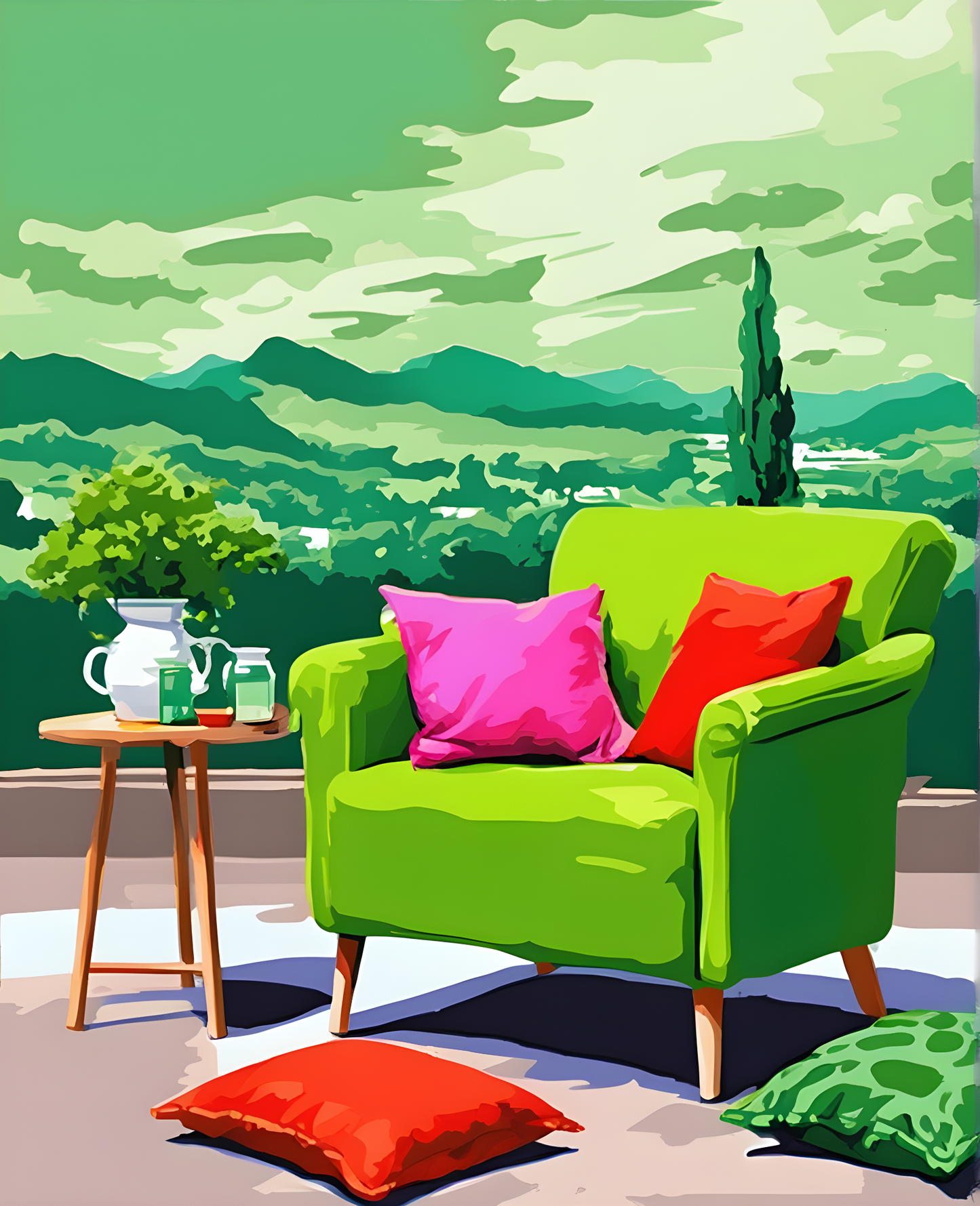 a Green Cushion (1) - Van-Go Paint-By-Number Kit