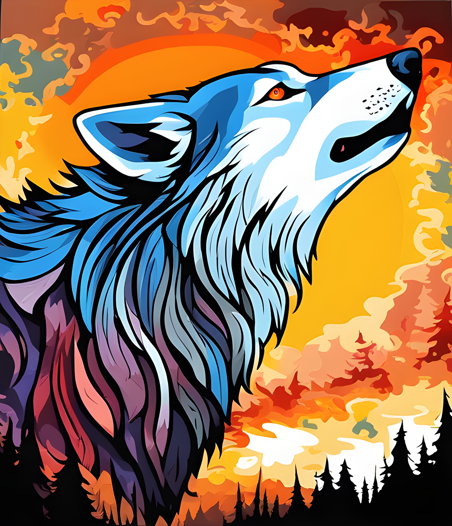 The howl of the wolf (2) - Van-Go Paint-By-Number Kit