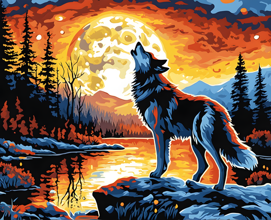 The howl of the wolf (4) - Van-Go Paint-By-Number Kit