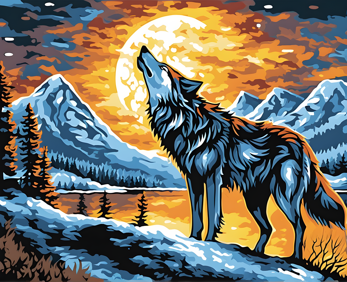 The howl of the wolf (1) - Van-Go Paint-By-Number Kit