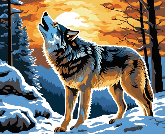 The howl of the wolf (3) - Van-Go Paint-By-Number Kit