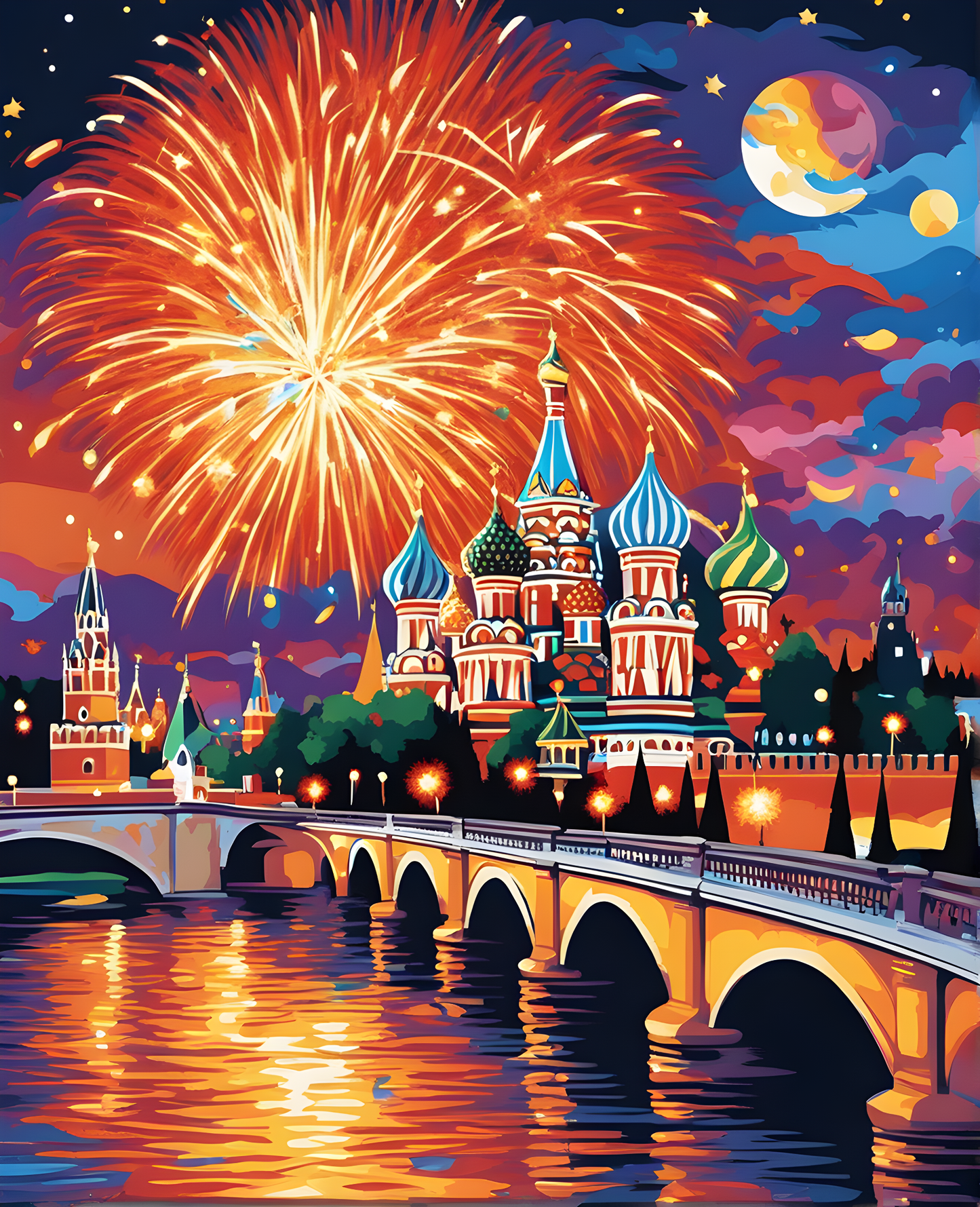The Kremlin in Fireworks - Van-Go Paint-By-Number Kit