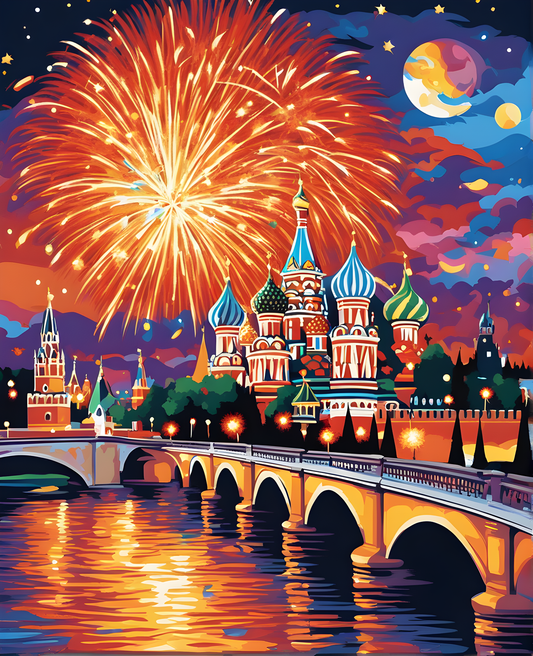 The Kremlin in Fireworks - Van-Go Paint-By-Number Kit