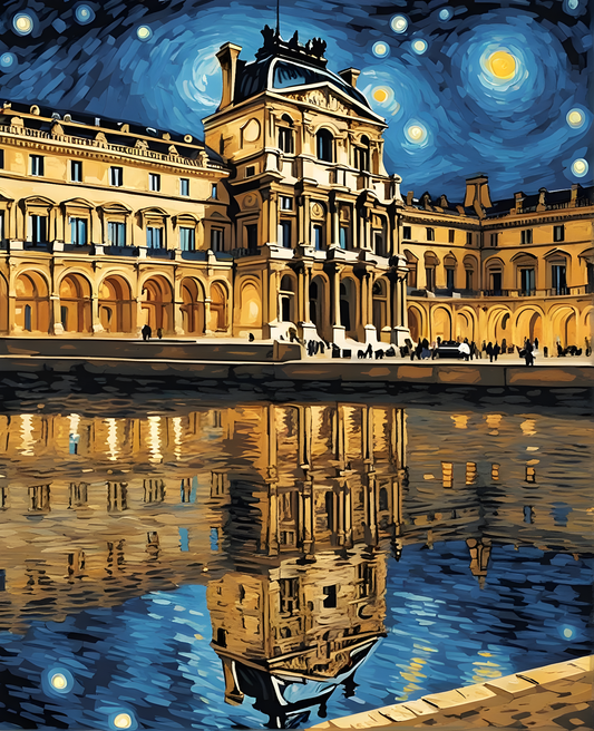 Paris Collection OD (56) - The Louvre in Starry Night - Van-Go Paint-By-Number Kit