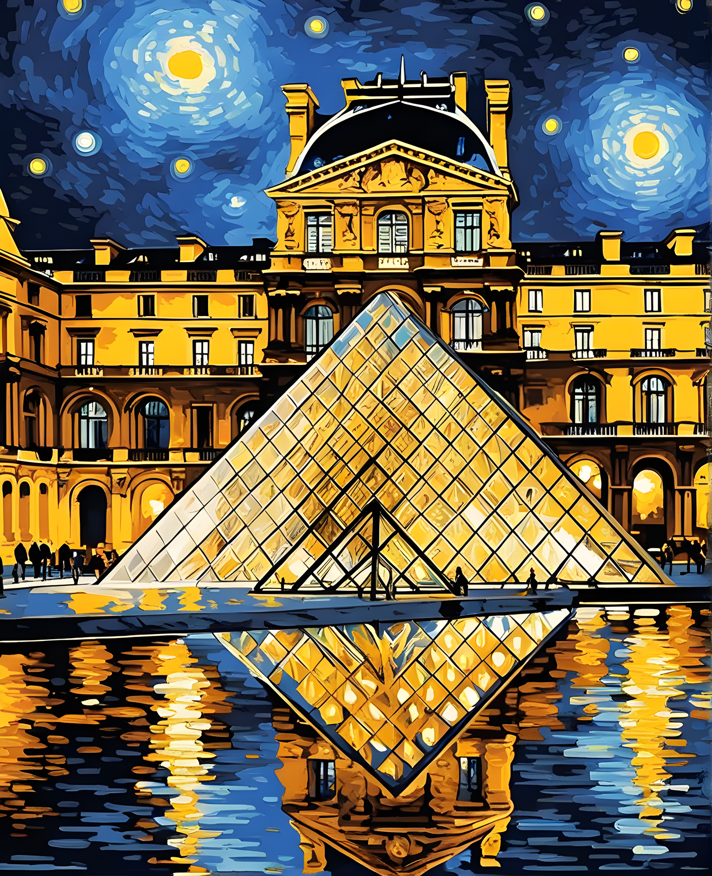 Paris Collection OD (55) - The Louvre in Starry Night - Van-Go Paint-By-Number Kit