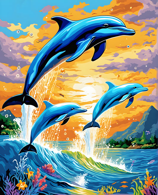 The Majestic World of Dolphins (2) - Van-Go Paint-By-Number Kit