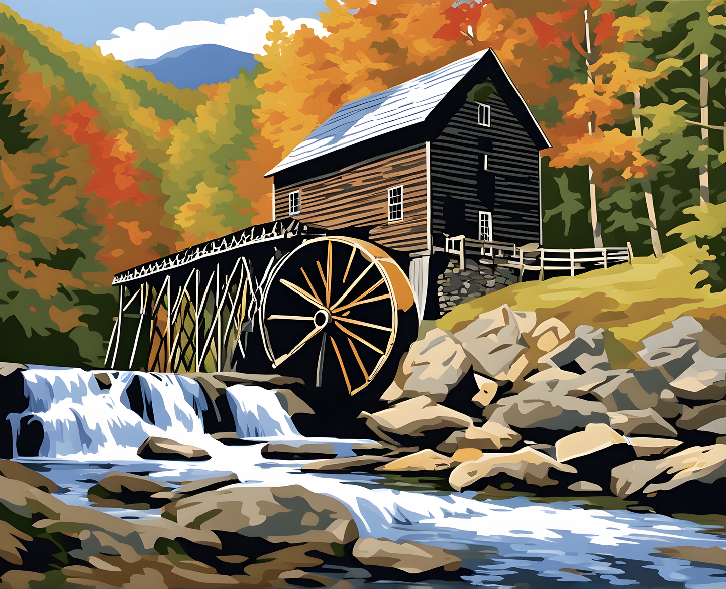 Amazing Places OD (314) - The Mingus Mill, Blue Ridge Mountains, North Carolina - Van-Go Paint-By-Number Kit