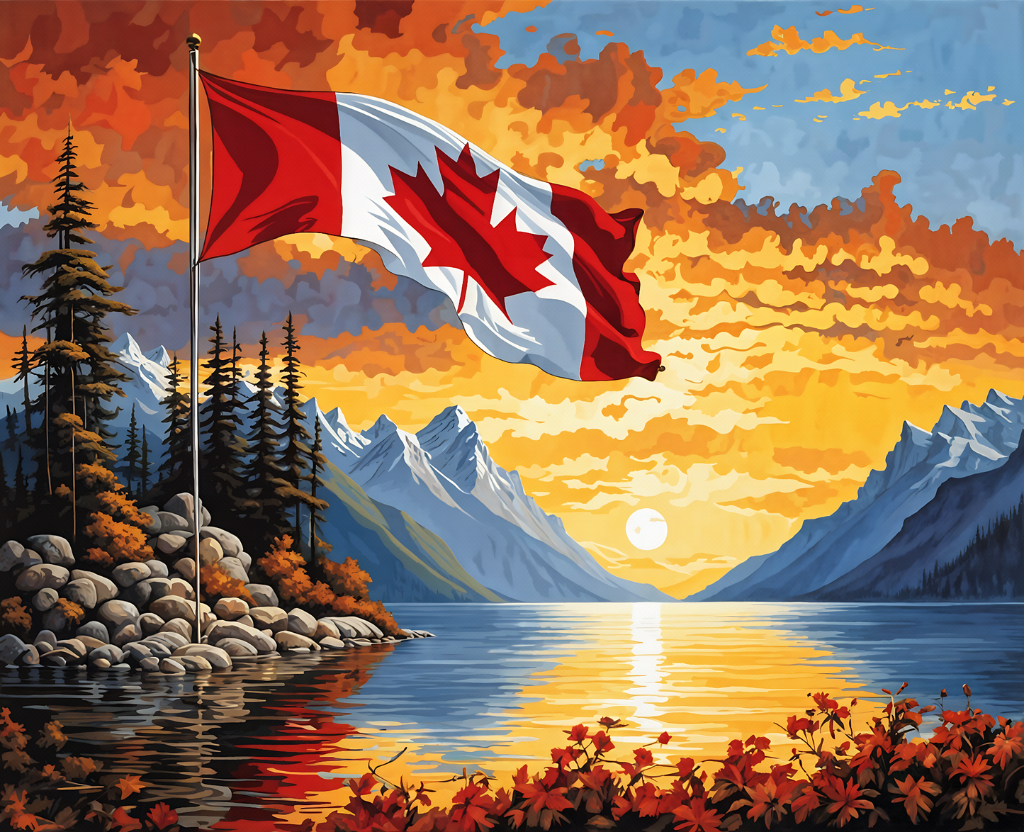 Canada Collection - National Flag of Canada (55) - Van-Go Paint-By-Number Kit