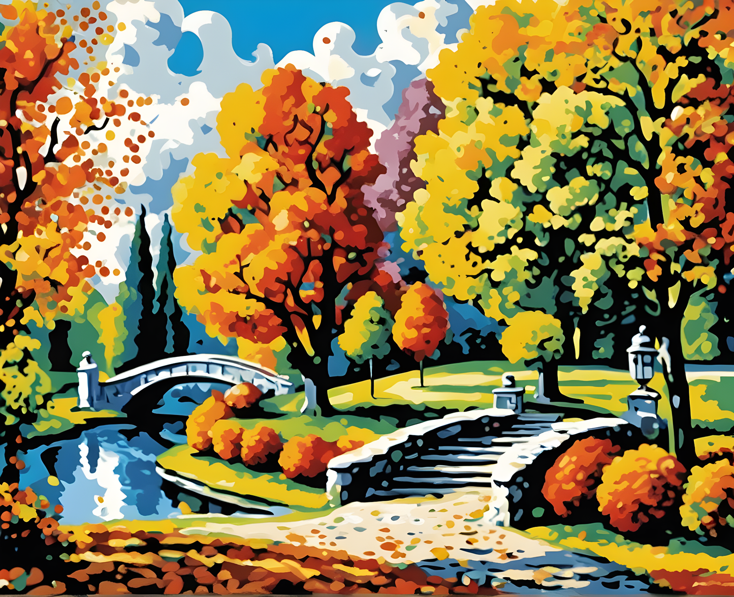 The Park on a Fall Day - Van-Go Paint-By-Number Kit