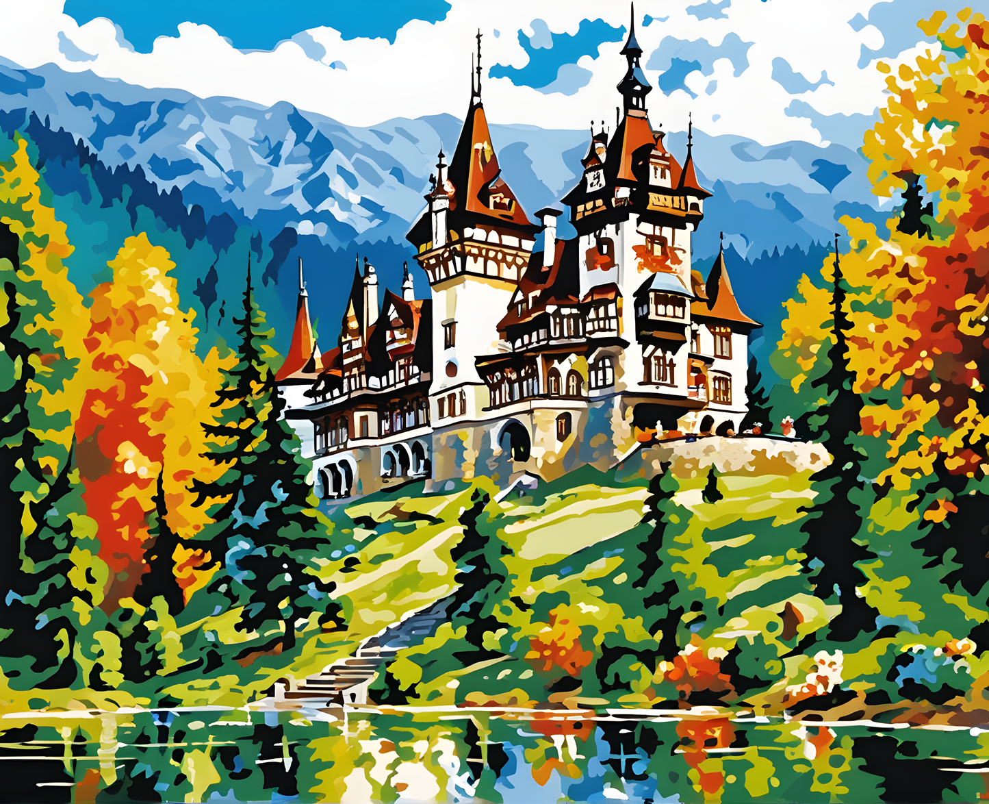 The Peleș castle, Romania PD - Van-Go Paint-By-Number Kit