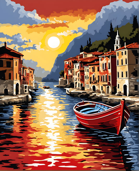 The Red Boat at Calata - Van-Go Paint-By-Number Kit