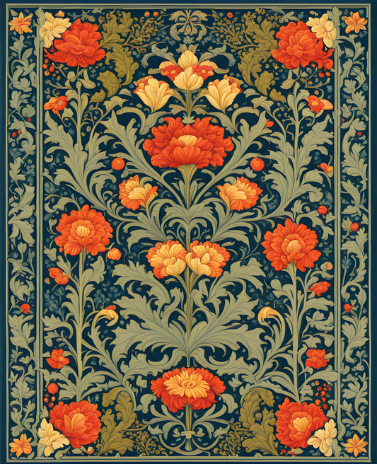 William Morris Style Collection PD (174) - The Saladin - Fabric Pattern - Van-Go Paint-By-Number Kit