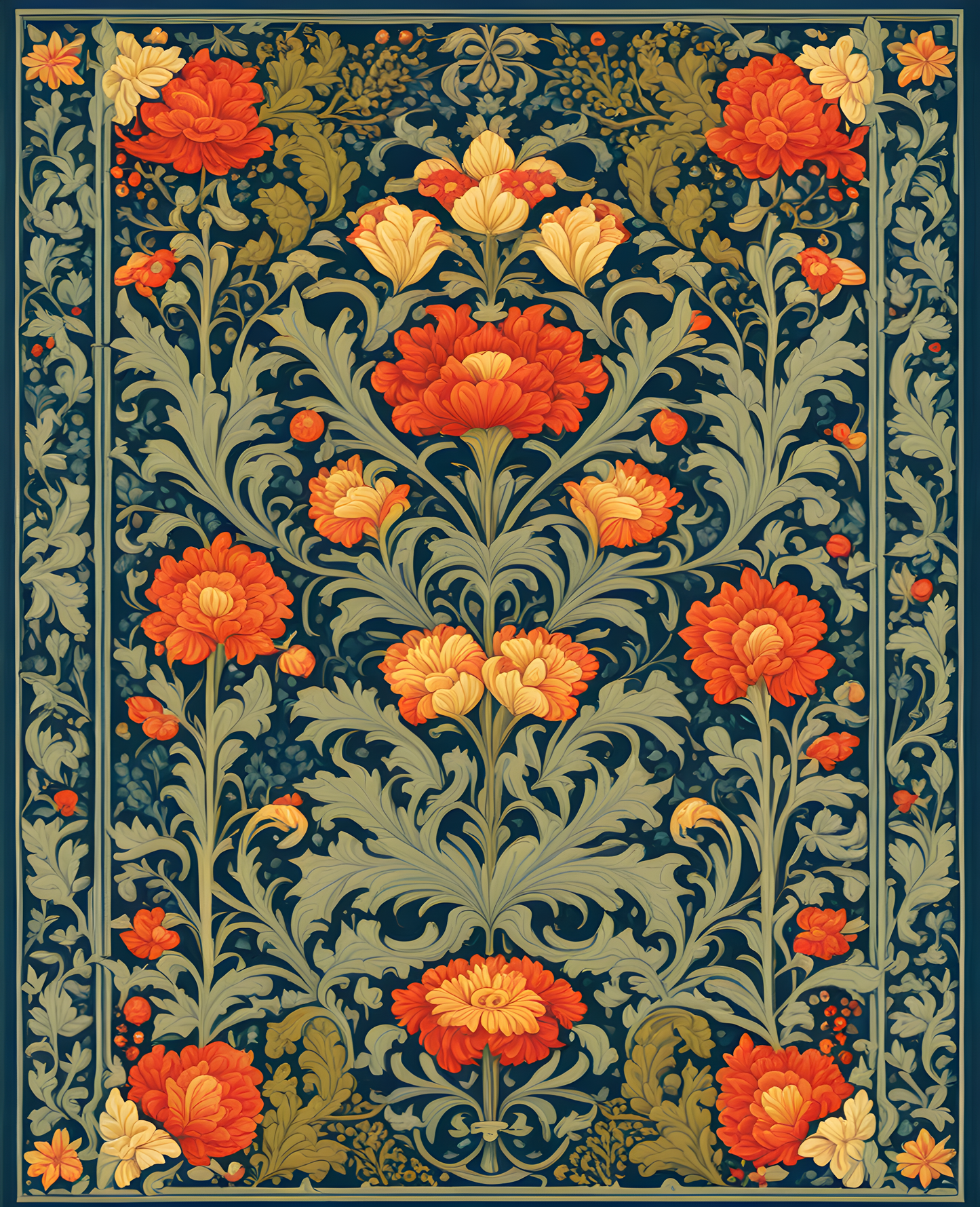 William Morris Style Collection PD (174) - The Saladin - Fabric Pattern - Van-Go Paint-By-Number Kit
