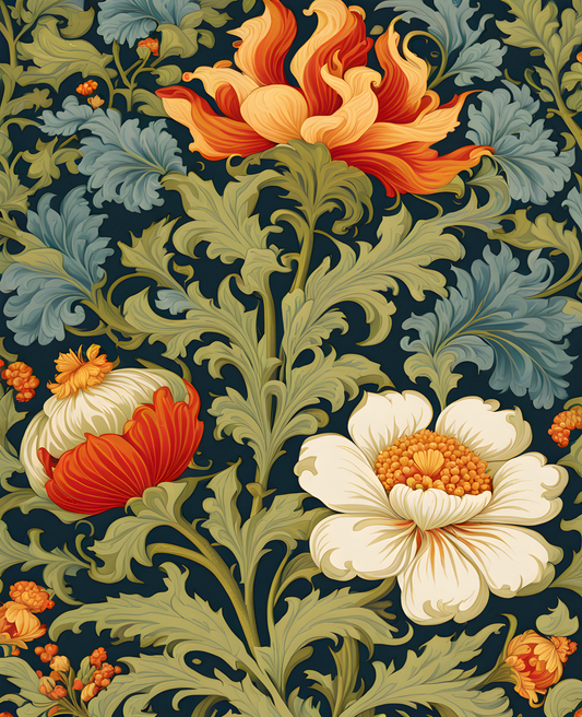 William Morris Style Collection PD (170) - The Saladin - Fabric Pattern - Van-Go Paint-By-Number Kit