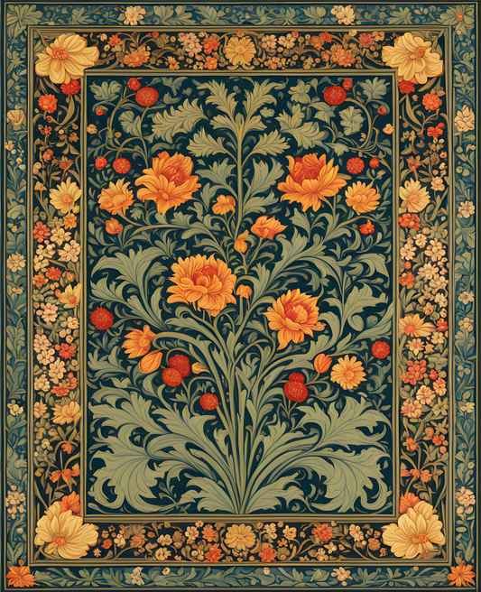 William Morris Style Collection PD (171) - The Saladin - Fabric Pattern - Van-Go Paint-By-Number Kit