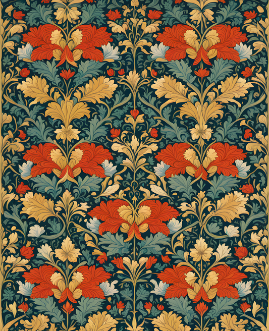William Morris Style Collection PD (172) - The Saladin - Fabric Pattern - Van-Go Paint-By-Number Kit