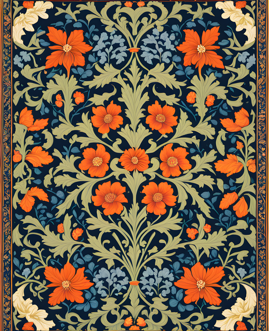 William Morris Style Collection PD (173) - The Saladin - Fabric Pattern - Van-Go Paint-By-Number Kit