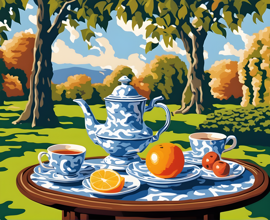 The tea table in the garden - Van-Go Paint-By-Number Kit