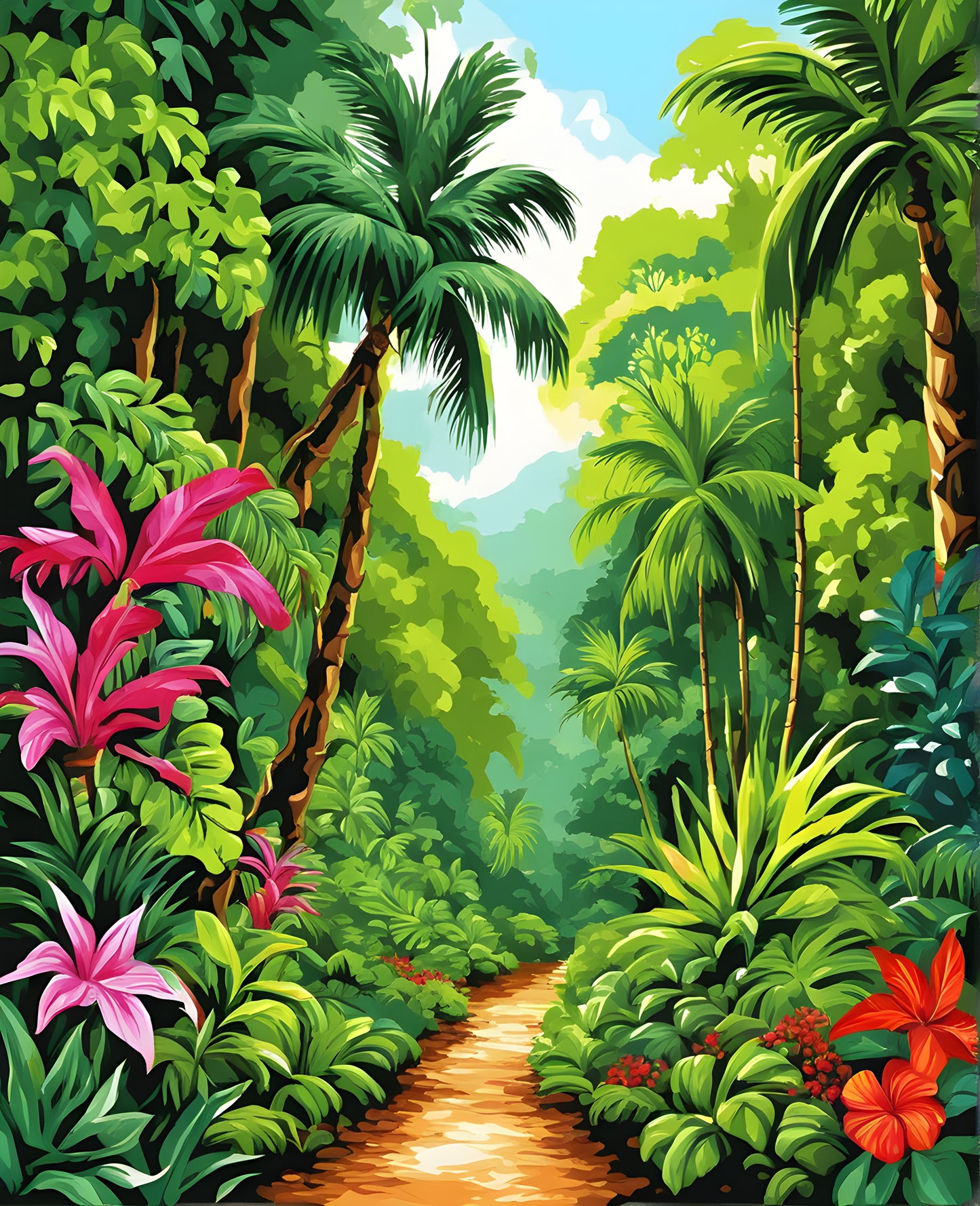 Tropical Forest Landscape (2) - Van-Go Paint-By-Number Kit