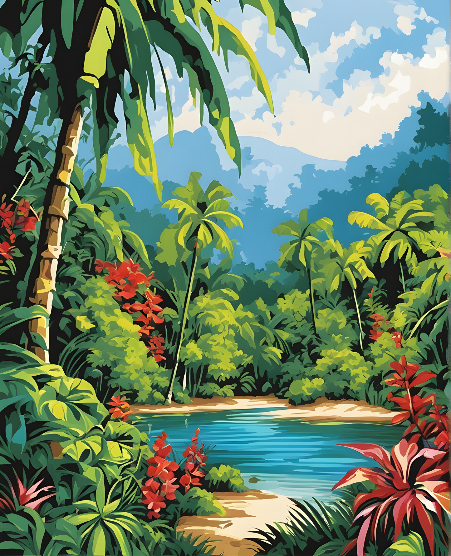 Tropical Forest Landscape (1) - Van-Go Paint-By-Number Kit