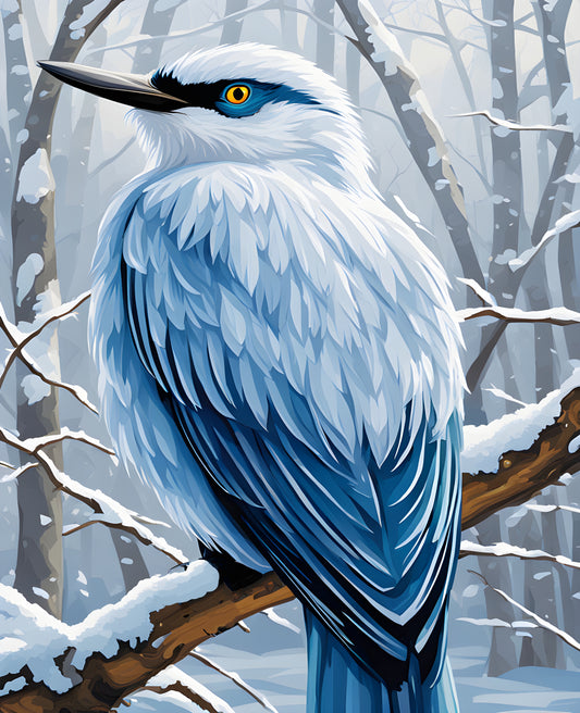 Winter Bird in a Frozen Landscape (1) - Van-Go Paint-By-Number Kit