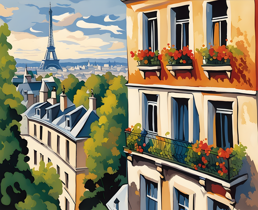 View of Paris Streets from the Top (1) - Van-Go Paint-By-Number Kit