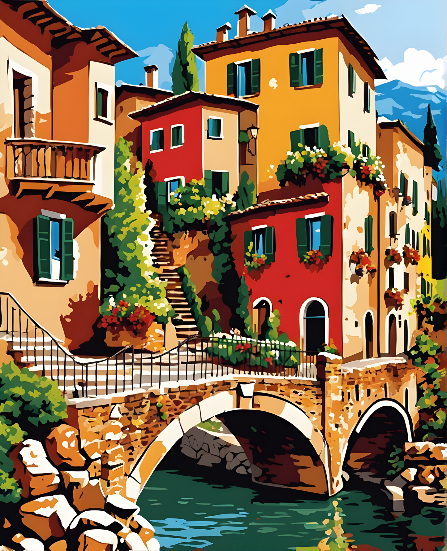 The village, Italy PD - Van-Go Paint-By-Number Kit