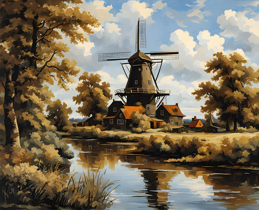 The Windmill at Wijk bij Duurstede PD (1) - Van-Go Paint-By-Number Kit