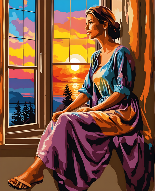 The young woman at the window. Sunset (4) - Van-Go Paint-By-Number Kit