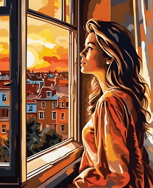 The young woman at the window. Sunset (1) - Van-Go Paint-By-Number Kit
