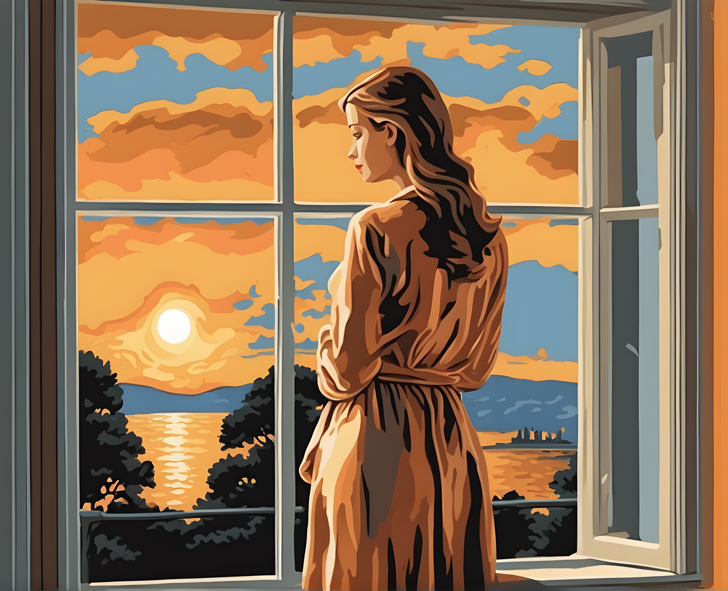 The young woman at the window. Sunset (2) - Van-Go Paint-By-Number Kit