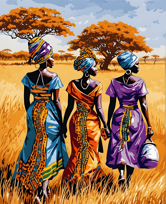 Three Ladies in the African Savanna (1) - Van-Go Paint-By-Number Kit