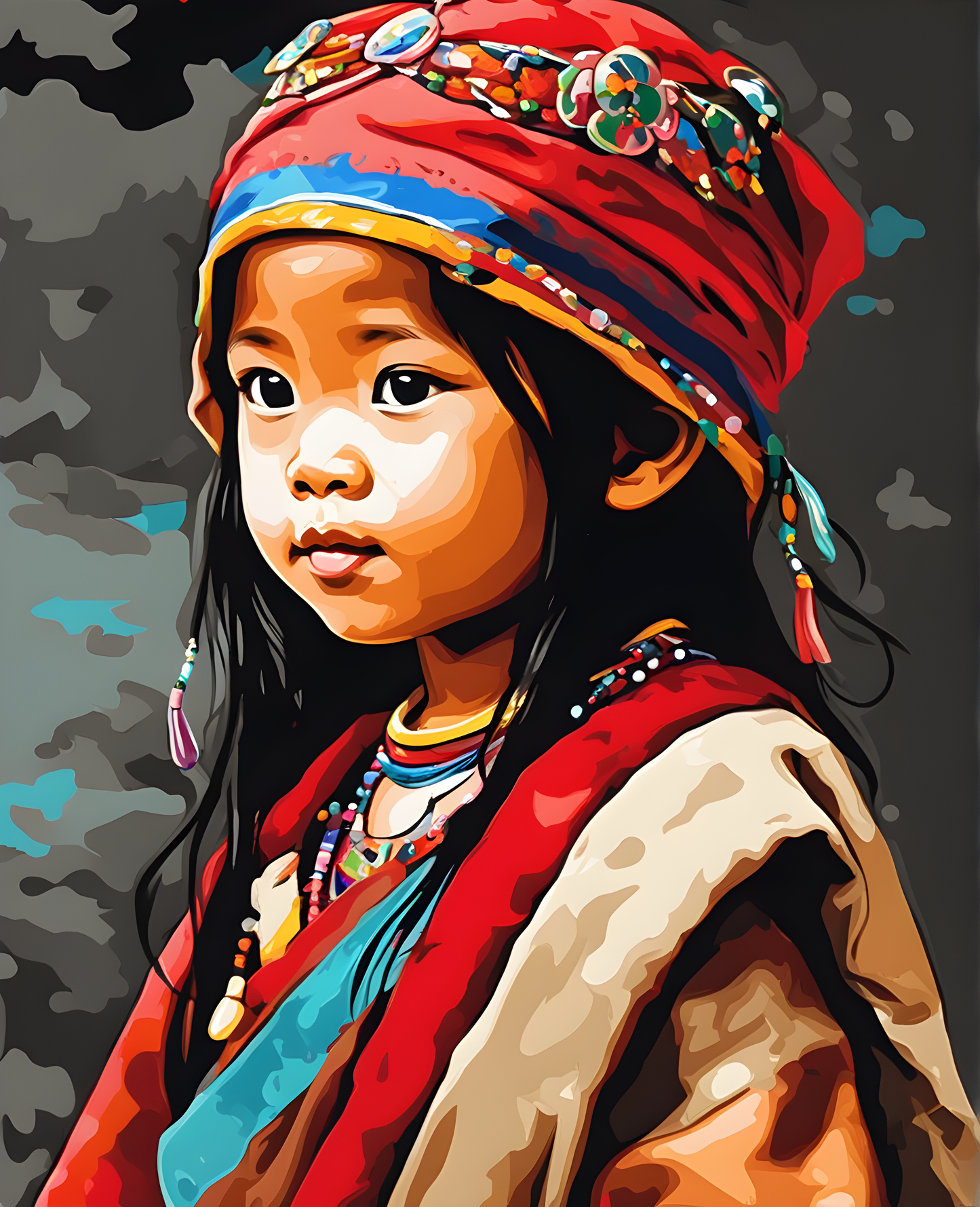 Tibetan Little Girl (1) - Van-Go Paint-By-Number Kit