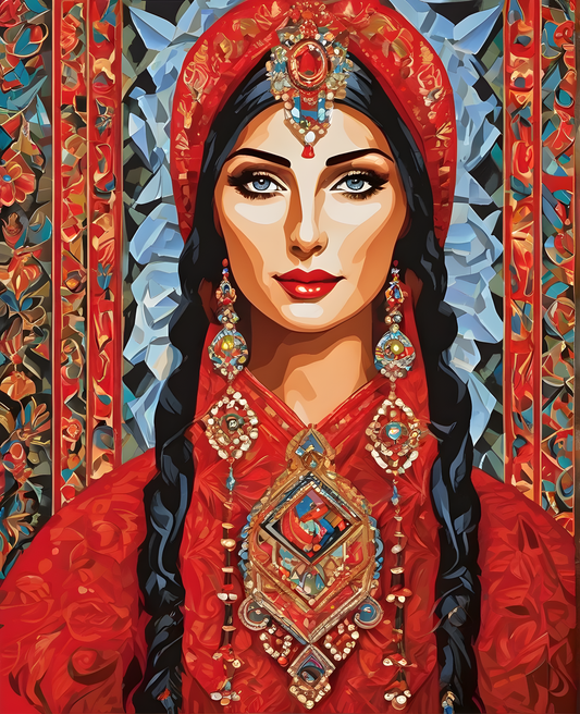 Lady In Red Collection PDS (27) - Traditional Russian Woman - Van-Go Paint-By-Number Kit