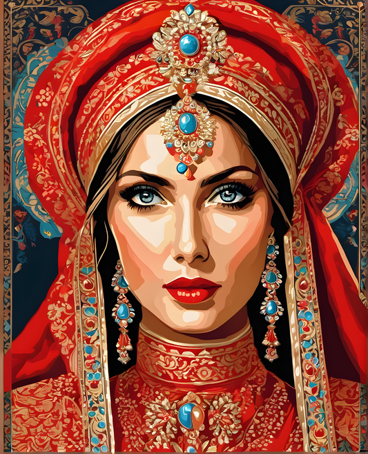Lady In Red Collection PD (28) - Traditional Russian Woman - Van-Go Paint-By-Number Kit