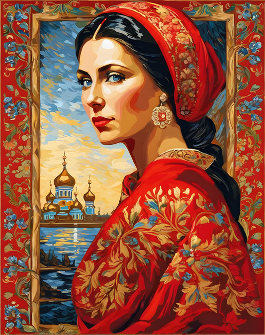 Lady In Red Collection PD (29) - Traditional Russian Woman - Van-Go Paint-By-Number Kit