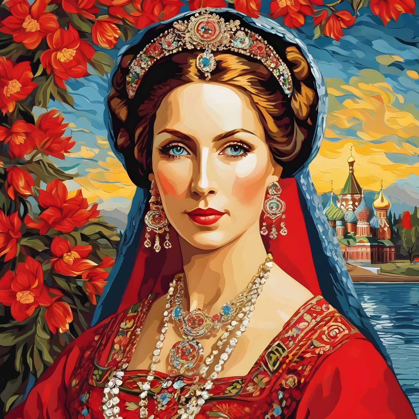 Lady In Red Collection PD (64) - Traditional Russian Woman - Van-Go Paint-By-Number Kit