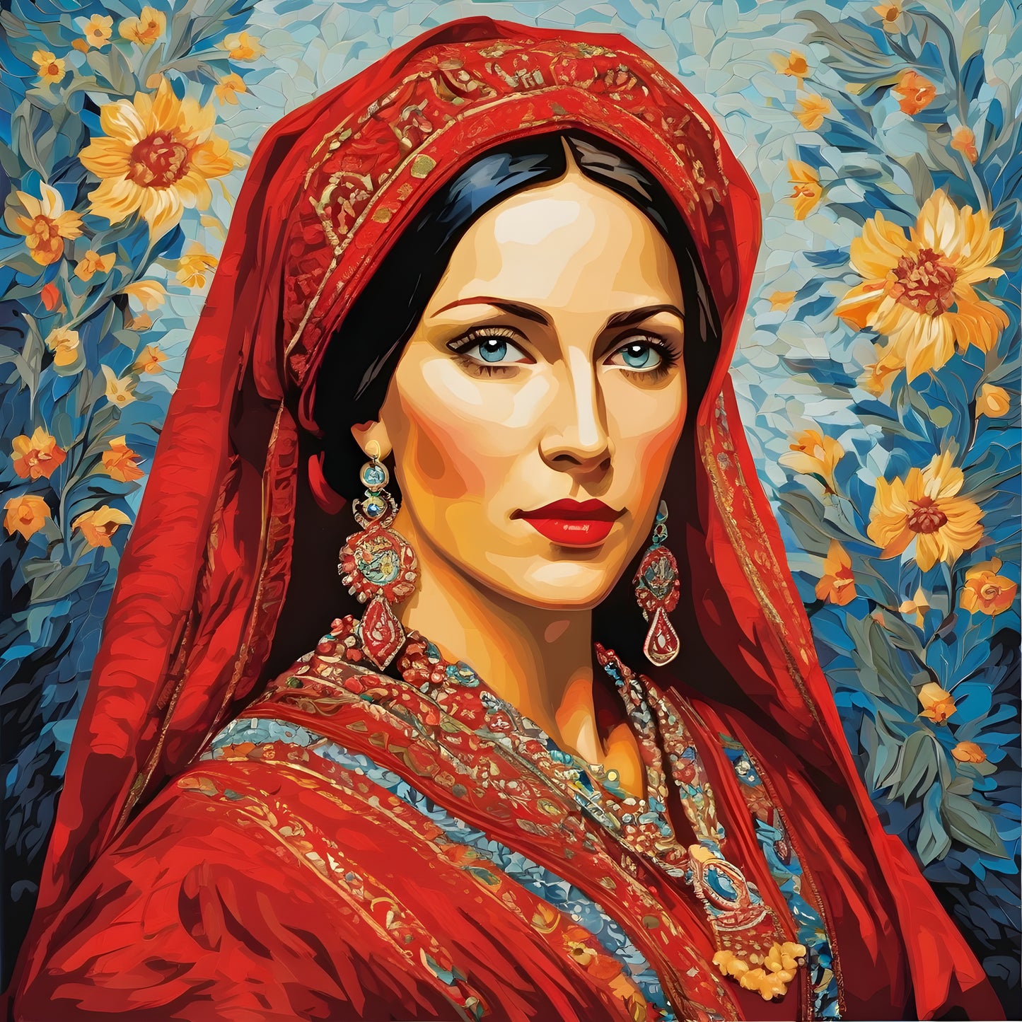 Lady In Red Collection PD (32) - Traditional Russian Woman - Van-Go Paint-By-Number Kit