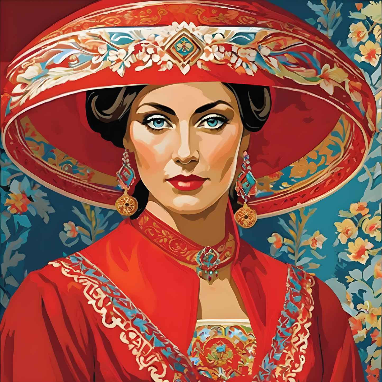 Lady In Red Collection PD (33) - Traditional Russian Woman - Van-Go Paint-By-Number Kit