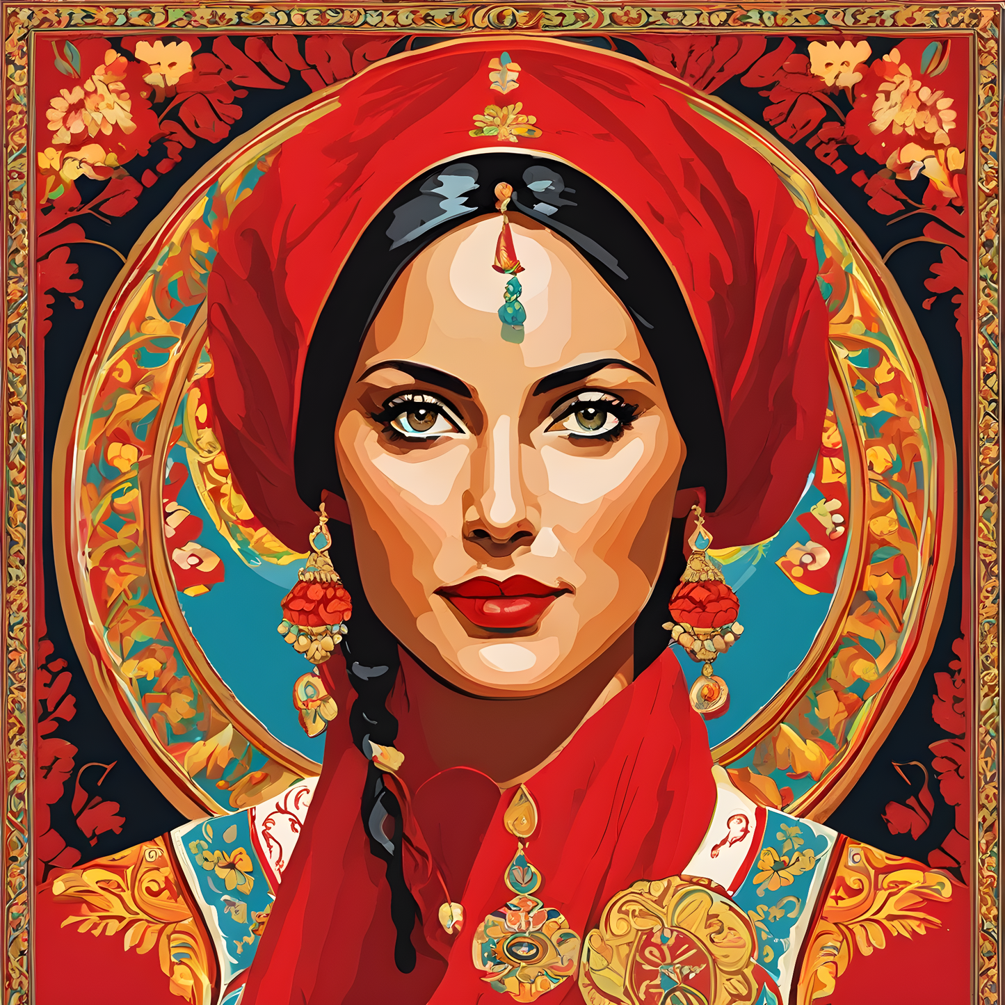 Lady In Red Collection PD (34) - Traditional Russian Woman - Van-Go Paint-By-Number Kit