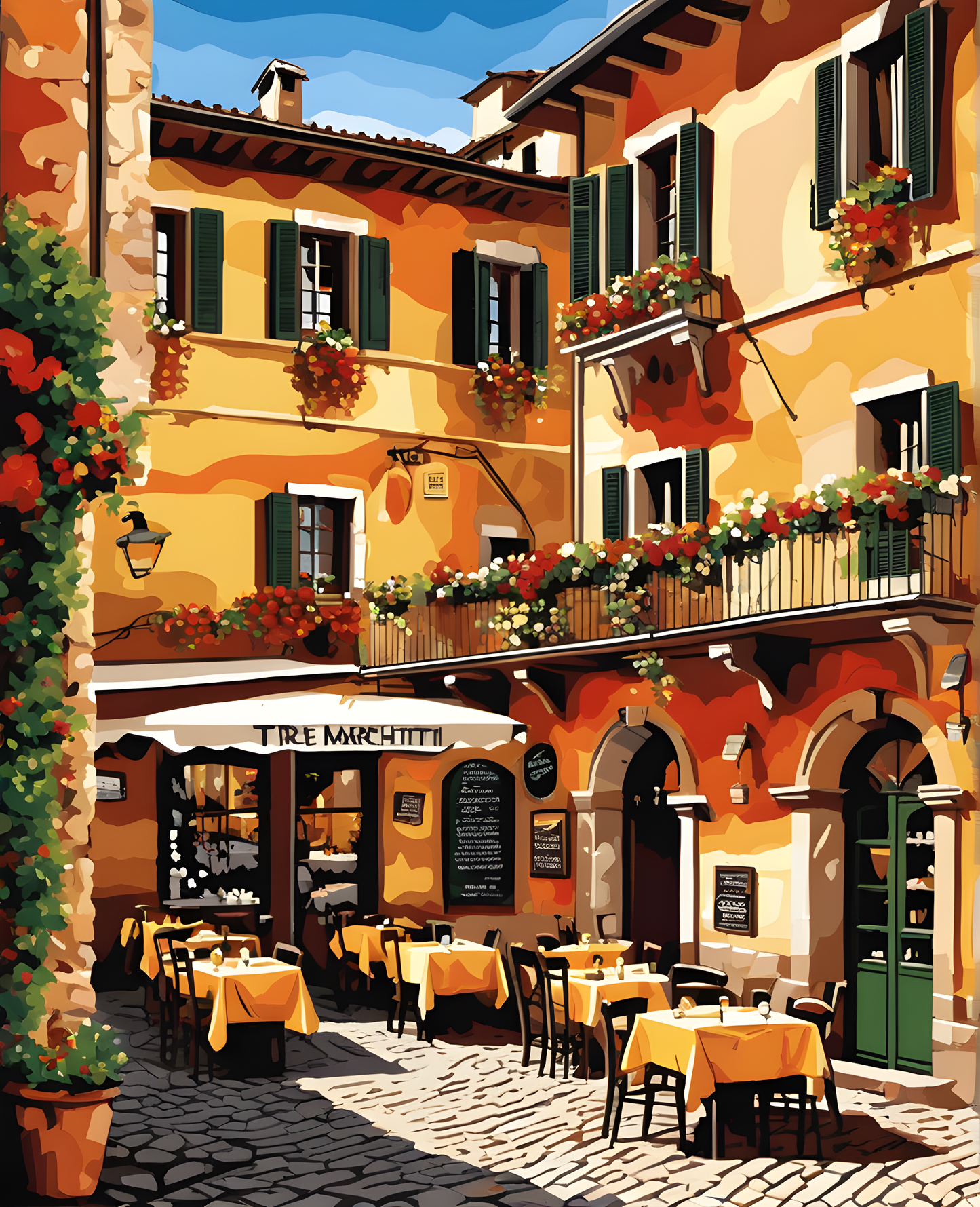 Trattoria Tre Marchetti - Verona, Italy - Van-Go Paint-By-Number Kit