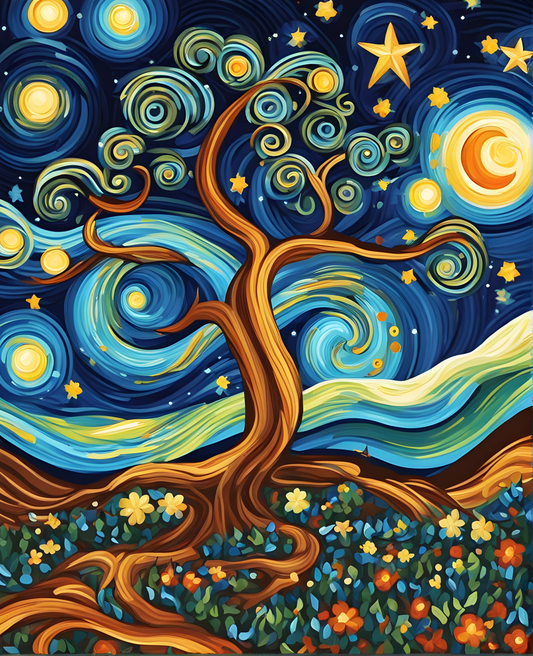 Tree of Life in Starry Night (1) - Van-Go Paint-By-Number Kit
