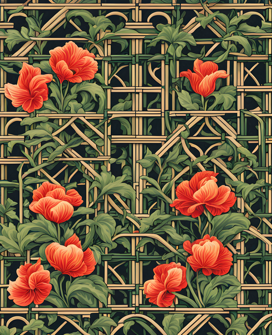 William Morris Style Collection PD (179) - Trellis - Fabric Pattern - Van-Go Paint-By-Number Kit