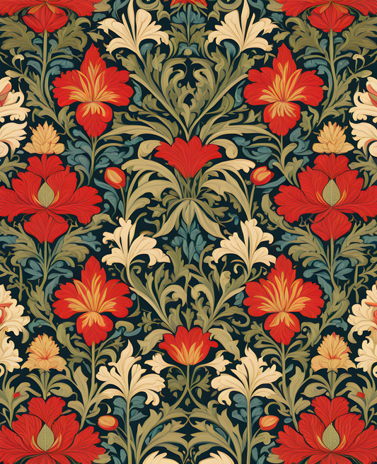 William Morris Style Collection PD (183) - Trent - Fabric Pattern - Van-Go Paint-By-Number Kit